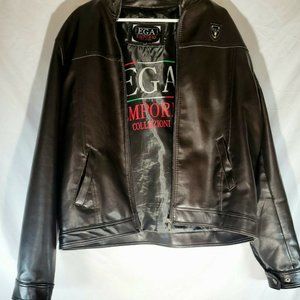 EGA EMPORIO COLLEZIONI Authentic Men's Large Brown Faux Leather Jacket